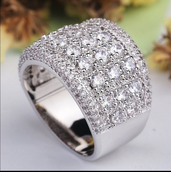 NEW Luxury 925 Silver Diamond Wedding Band NEW - Picture 2 of 7